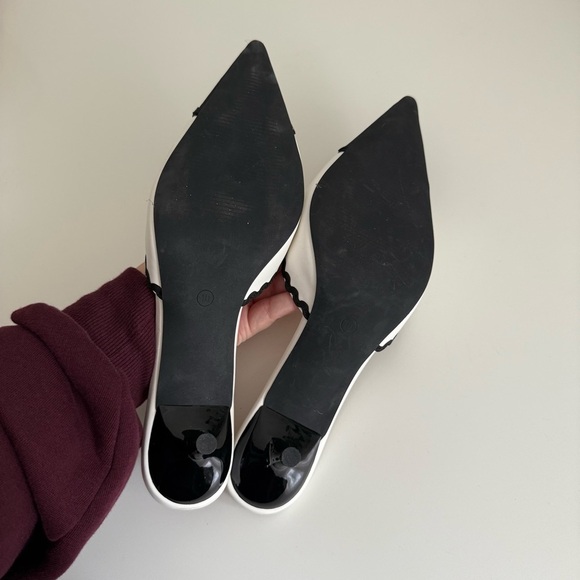 Lulus Calton Black White Pointed Toe Mules Pumps Size 10 Chic Minimalist Style - Picture 6 of 6